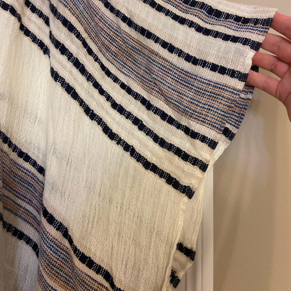Striped Fringe Shawl Wrap Cardigan - Picture 7 of 7
